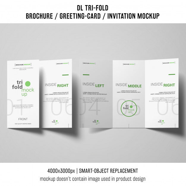 Free Trifold Brochure Or Invitation Mockup Concept Psd
