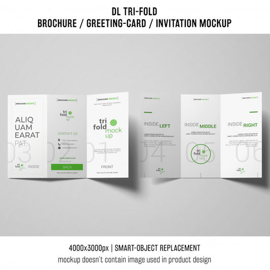 Free Trifold Brochure Or Invitation Mockup On Gray Background Psd