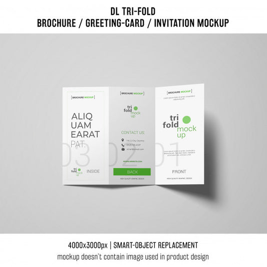 Free Trifold Brochure Or Invitation Mockup Psd