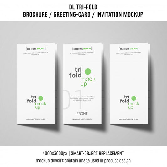 Free Trifold Brochure Or Invitation Mockups Next To Each Other Psd