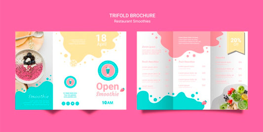 Free Trifold Smoothie Brochures Set Template Psd