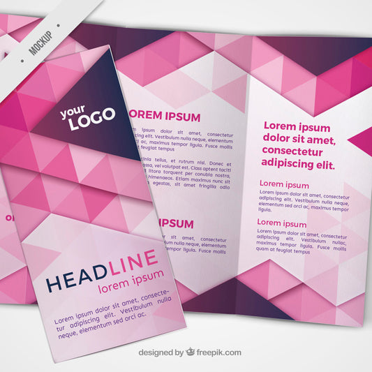 Free Trifold With Pink Triangles Psd