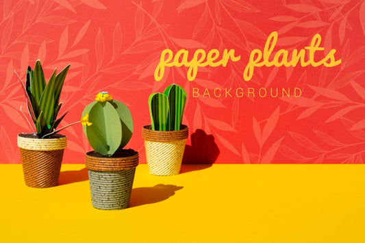 Free Tropical Paper Cacti Plants With Pots Psd