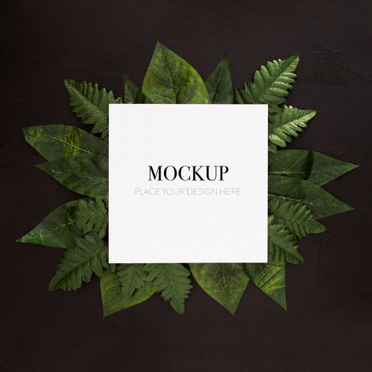 Free Tropical Plants With Frame Mockup On Black Background Psd