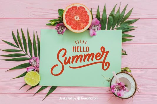 Free Tropical Summer Composition With Paper Psd