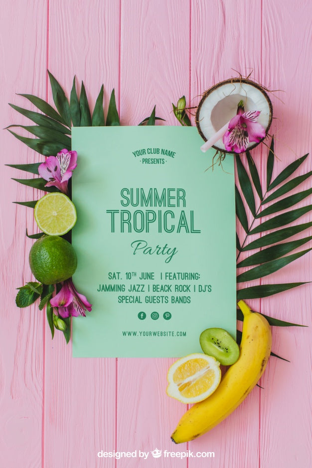 Free Tropical Summer Party Invitation Concept Psd