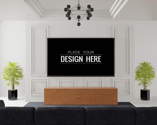 Free Tv Frame Mockup Interior In Living Room Psd