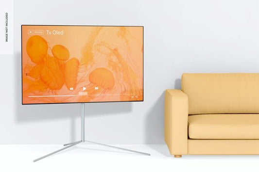 Free Tv Oled Mockup, With Couch Psd