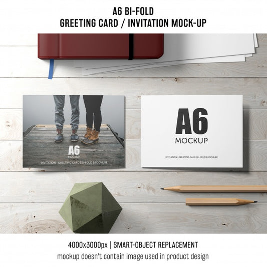 Free Two A6 Bi-Fold Invitation Card Mockups Psd