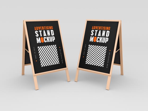 Free Two Advertising Stand Mockup Psd
