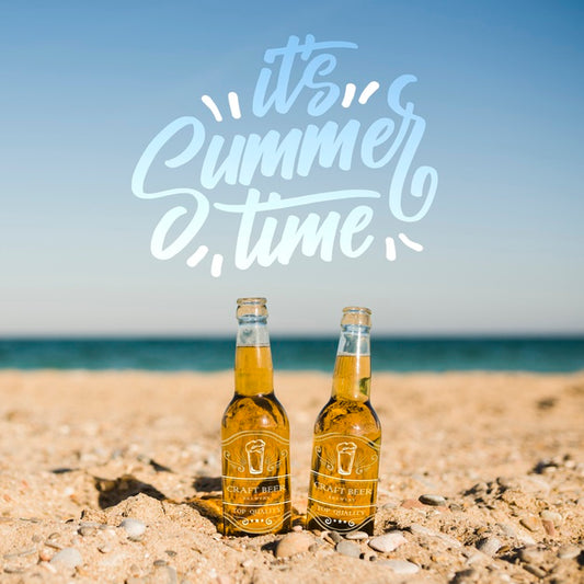 Free Two Bottles On The Beach With Copy Space Psd