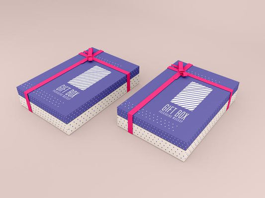 Free Two Decorated Gift Box Mockup Psd