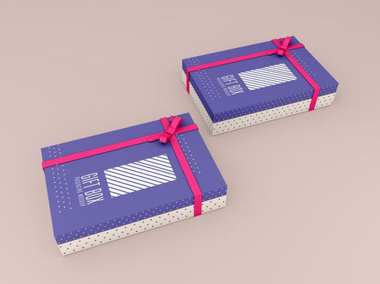 Free Two Decorated Gift Box Mockup Psd