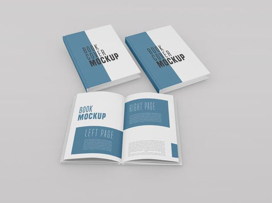 Free Two Hard Cover With Open Book Mockup Psd