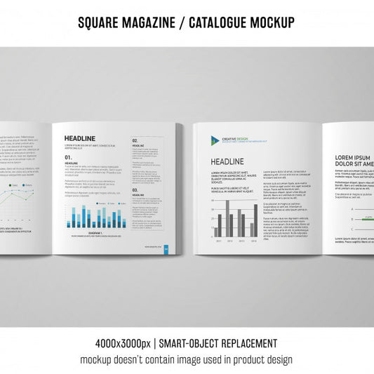 Free Two Open Square Magazine Or Catalogue Mockups Psd