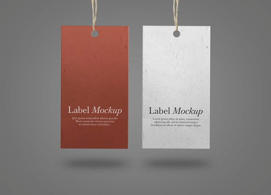 Free Two Paper Labels On Grey Surface Mockup Psd