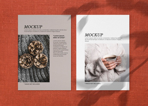 Free Two Paper Sheets Fabric Surface Mockup Psd