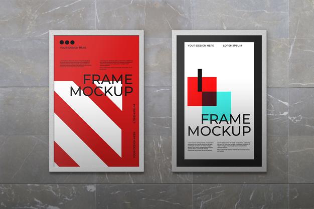 Free Two Posters Frame Mockup Psd