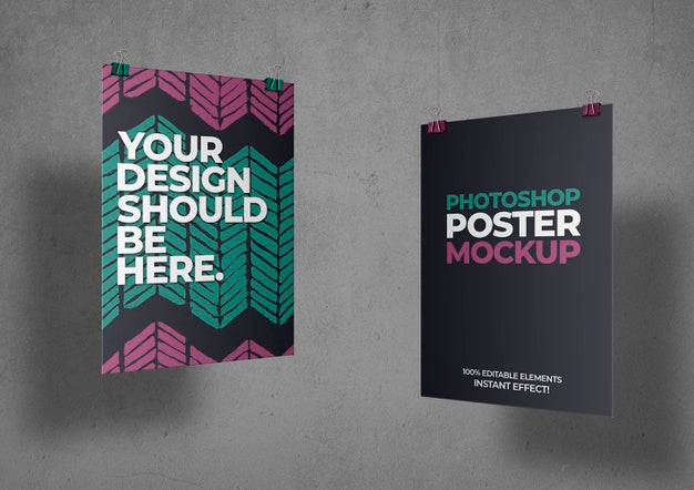 Free Two Posters Mockup Psd