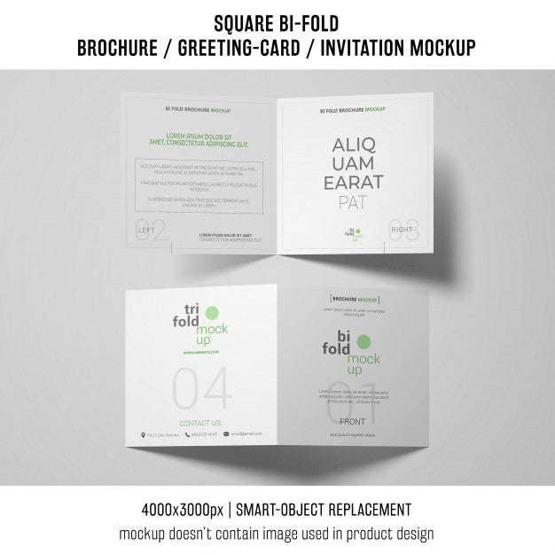 Free Two Square Bi-Fold Brochure Or Greeting Card Mockups Psd