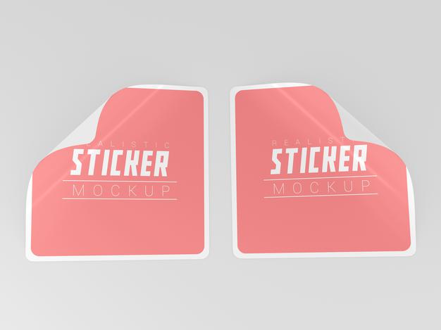 Free Two Square Stickers Mockup Psd