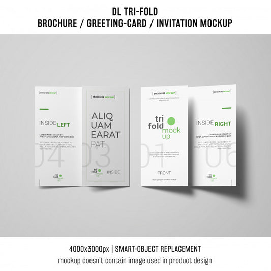 Free Two Trifold Brochure Or Invitation Mockup Psd