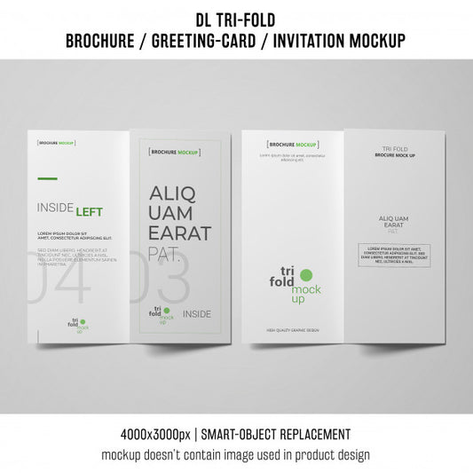 Free Two Trifold Brochure Or Invitation Mockups Next To Each Other Psd