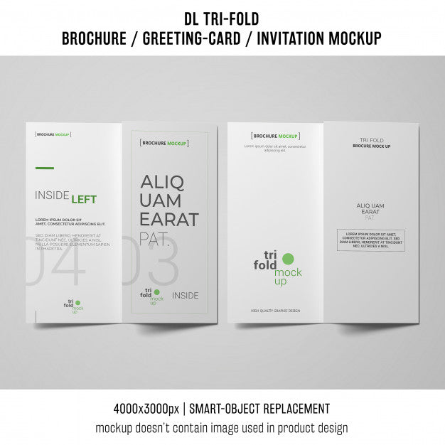 Free Two Trifold Brochure Or Invitation Mockups Next To Each Other Psd