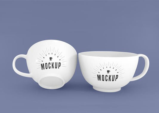 Free Two White Coffee Cup Psd Mockup Psd