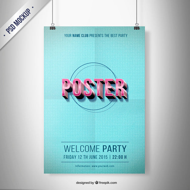 Free Typographic Party Poster Mockup Psd