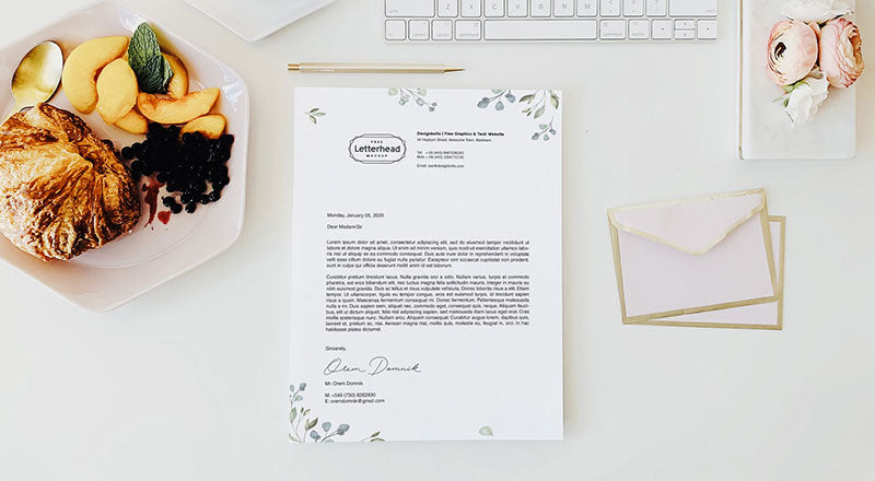 Free U.S Letter Size Beautiful Letterhead Design & Mockup Psd