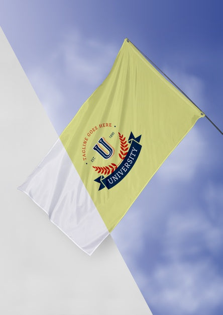 Free University Flag Concept Mock-Up Psd