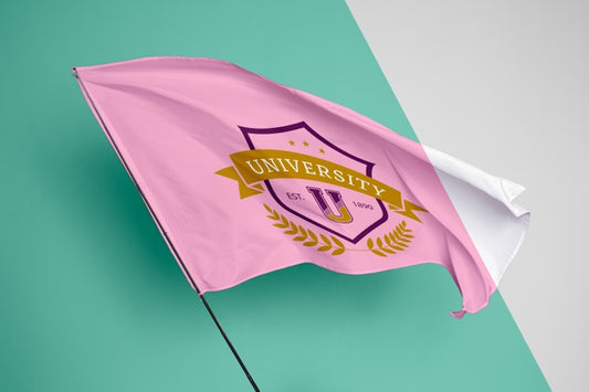 Free University Flag Concept Mock-Up Psd