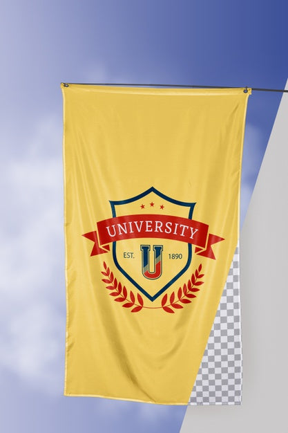 Free University Flag Concept Mock-Up Psd