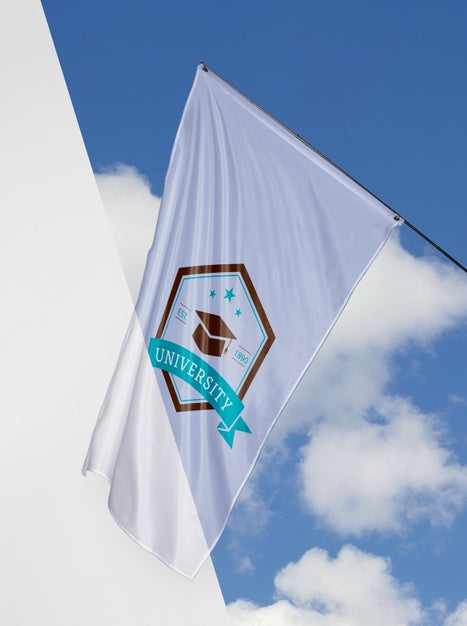 Free University Flag Concept Mock-Up Psd