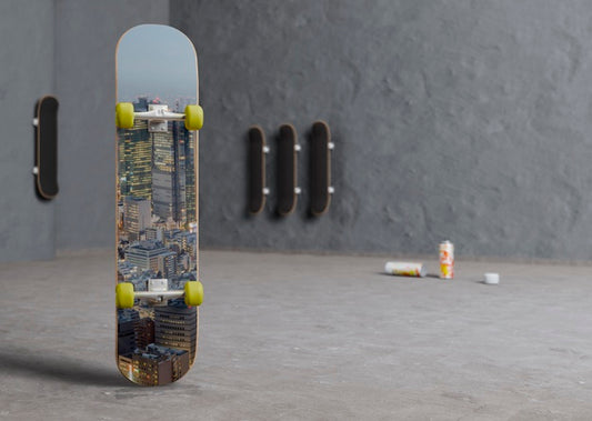 Free Urban Colorful Skateboard With Mock-Up Psd