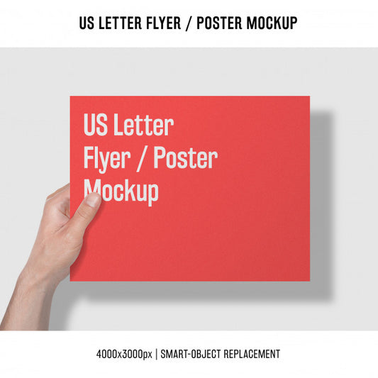 Free Us Letter Flyer Or Poster Mockup With Hand Psd