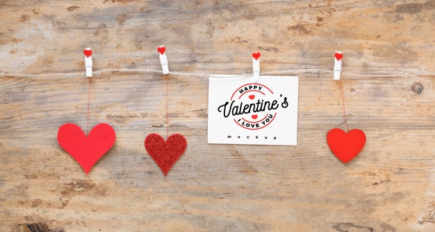 Free Valentine Card Mockup On Clothes Line Psd