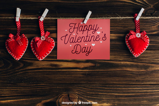 Free Valentine Elements And Card Mockup Psd