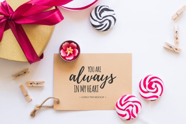 Free Valentine Elements Mockup Psd