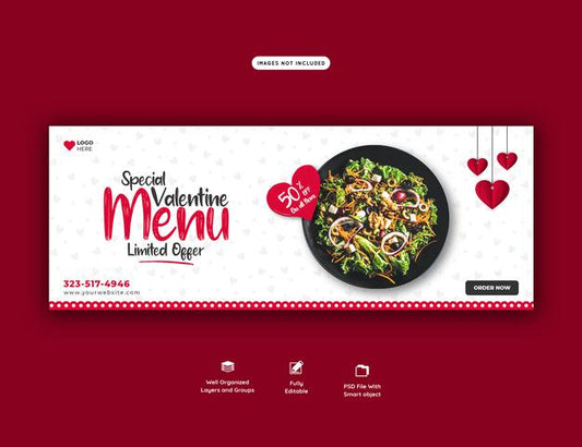 Free Valentine Food Menu And Restaurant Facebook Cover Template Psd