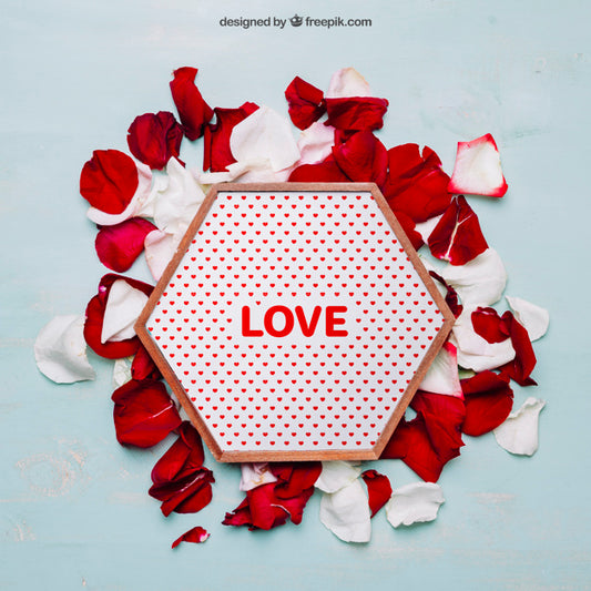 Free Valentine Mockup With Hexagonal Frame Psd