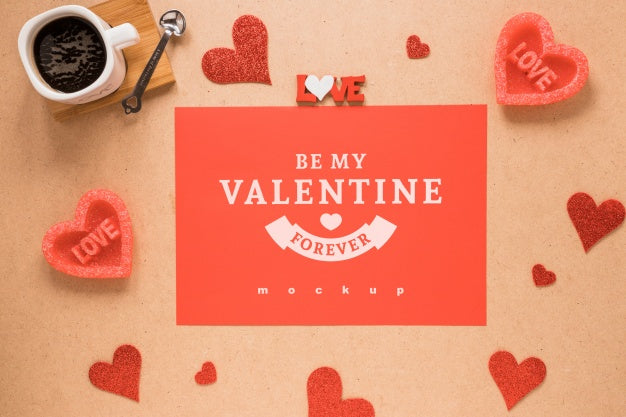 Free Valentines Card Mockup With Decorative Composition Psd