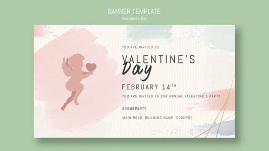 Free Valentine'S Day Banner Template With Angel Psd