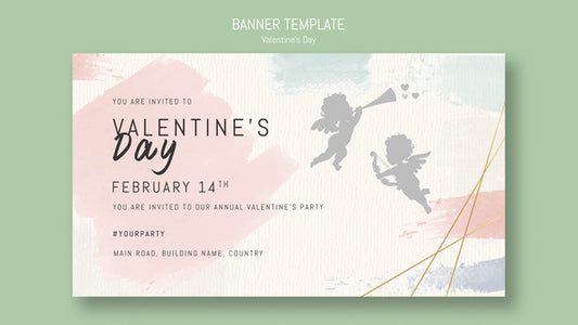 Free Valentine'S Day Banner Template With Singing Angel Psd