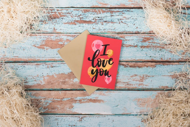 Free Valentines Day Card Mockup With Copyspace Psd