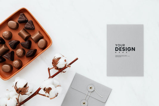Free Valentines Day Chocolate By A Card Mockup