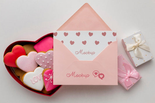 Free Valentine'S Day Cookies With Mock-Up Letter Psd