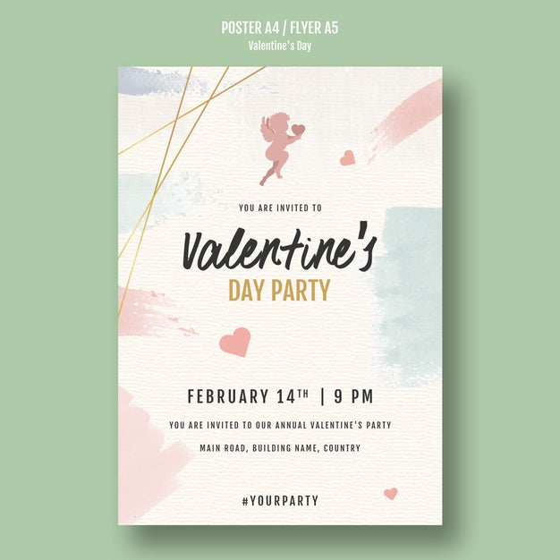 Free Valentine'S Day Party Flyer With Angels Psd