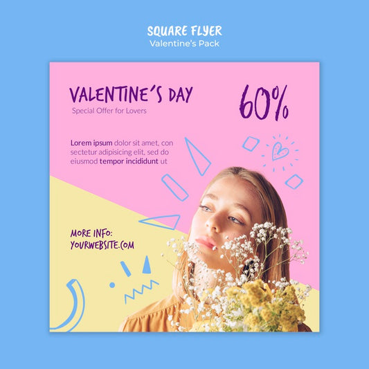 Free Valentine'S Day Square Flyer Template Psd